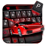 red sports car racing keyboard android application logo